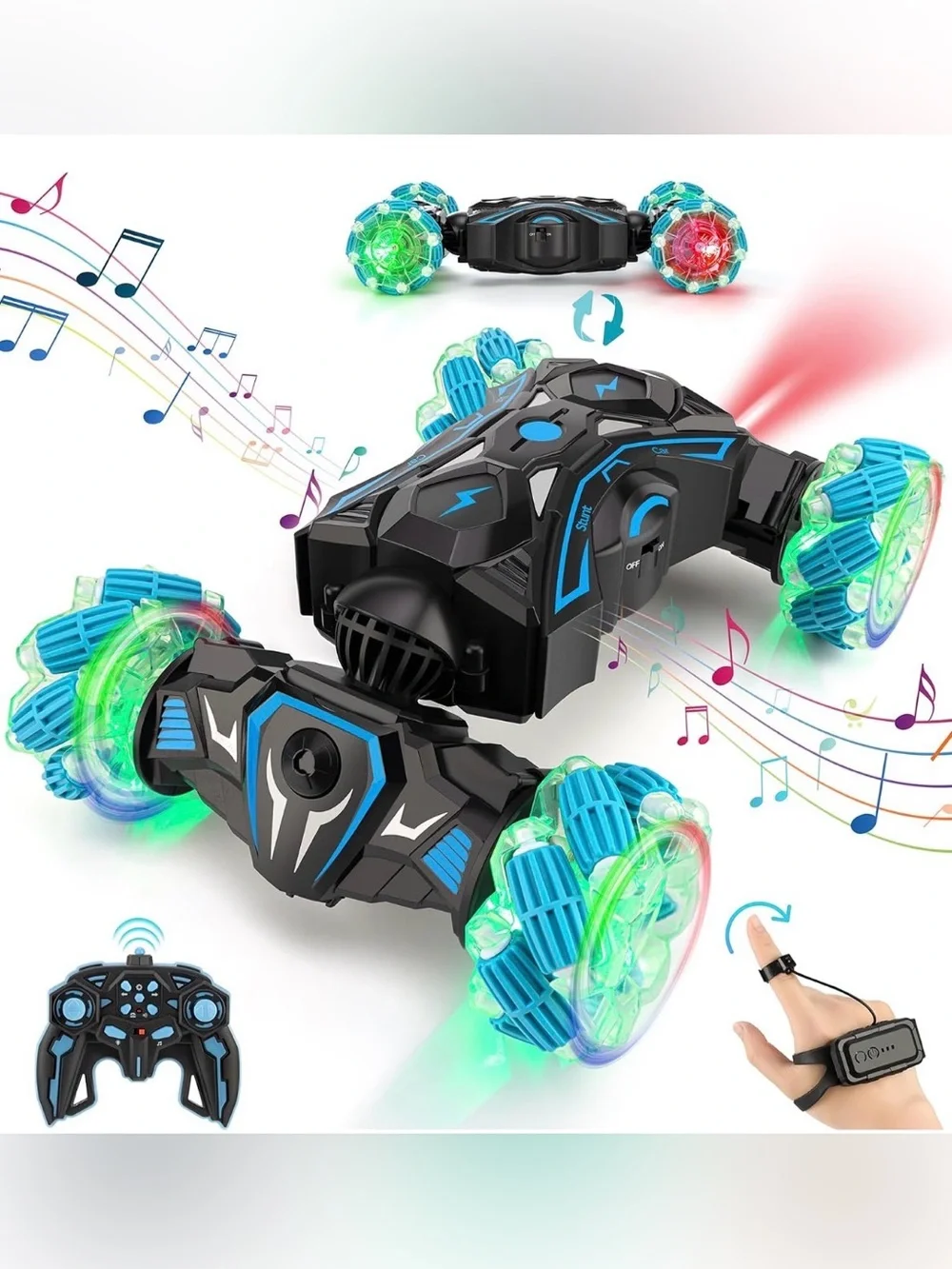360° Rotating 4WD Twist Cars with Light Music & Spray Remote & Hand Control